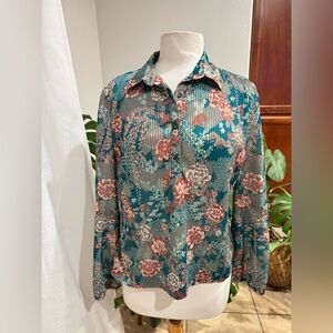 Vintage California Girl Floral Button Down Blouse‎ 14K (Fits M)